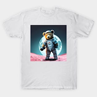 teddy on the moon in a space suit playing golf T-Shirt